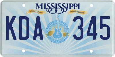 MS license plate KDA345
