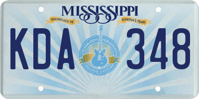 MS license plate KDA348