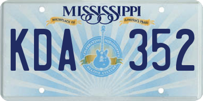 MS license plate KDA352