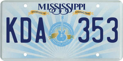 MS license plate KDA353
