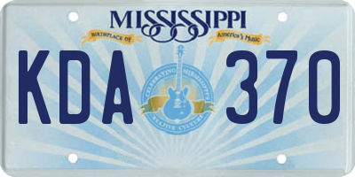 MS license plate KDA370