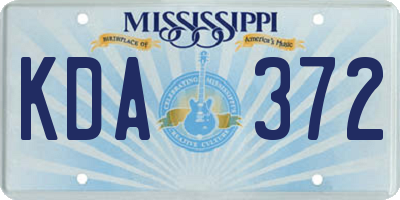 MS license plate KDA372