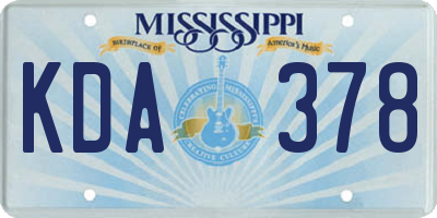 MS license plate KDA378