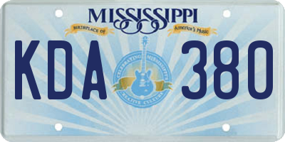 MS license plate KDA380