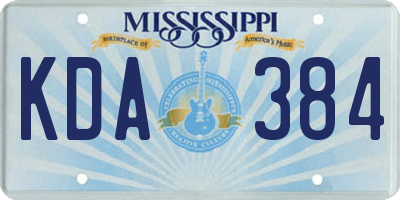 MS license plate KDA384