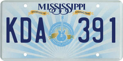 MS license plate KDA391