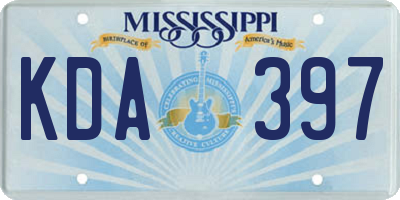 MS license plate KDA397