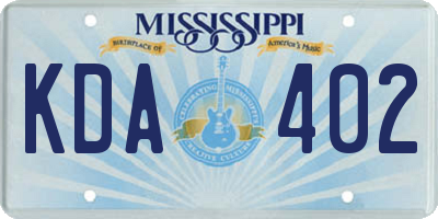 MS license plate KDA402
