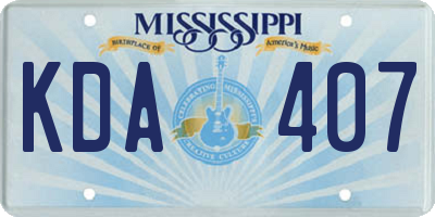 MS license plate KDA407