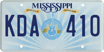 MS license plate KDA410
