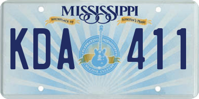 MS license plate KDA411