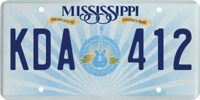 MS license plate KDA412