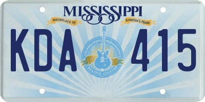 MS license plate KDA415