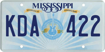 MS license plate KDA422