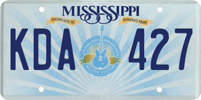 MS license plate KDA427