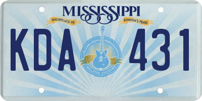 MS license plate KDA431