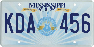 MS license plate KDA456