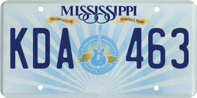 MS license plate KDA463