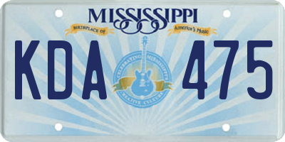 MS license plate KDA475