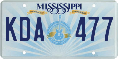 MS license plate KDA477