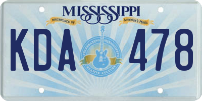 MS license plate KDA478