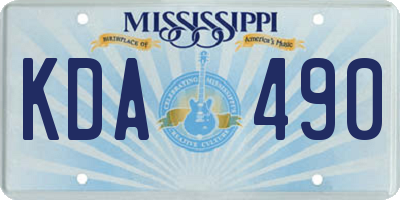 MS license plate KDA490