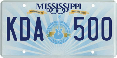 MS license plate KDA500