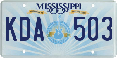 MS license plate KDA503