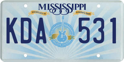 MS license plate KDA531