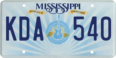 MS license plate KDA540