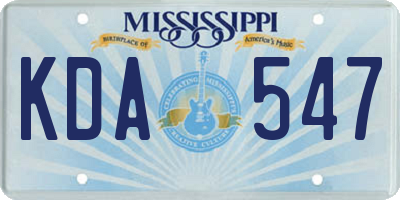 MS license plate KDA547