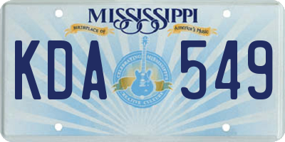 MS license plate KDA549