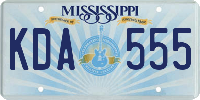 MS license plate KDA555