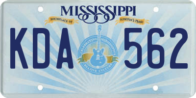 MS license plate KDA562