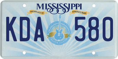 MS license plate KDA580