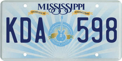 MS license plate KDA598