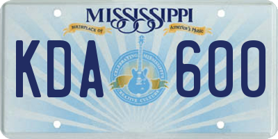 MS license plate KDA600