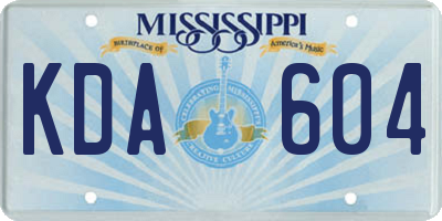 MS license plate KDA604