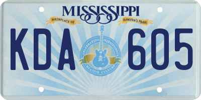 MS license plate KDA605