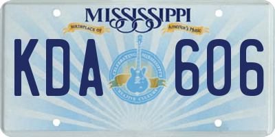 MS license plate KDA606