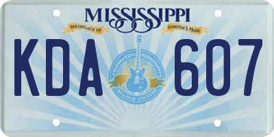 MS license plate KDA607