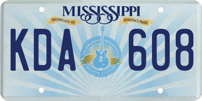 MS license plate KDA608