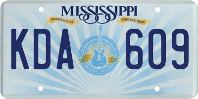MS license plate KDA609