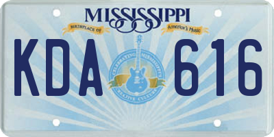 MS license plate KDA616