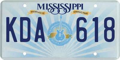 MS license plate KDA618