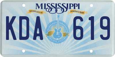 MS license plate KDA619