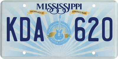MS license plate KDA620