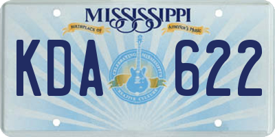 MS license plate KDA622