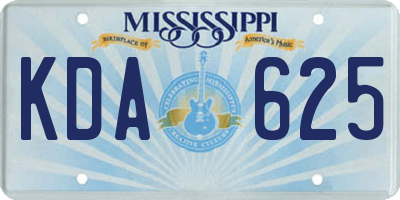 MS license plate KDA625