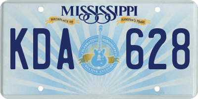 MS license plate KDA628